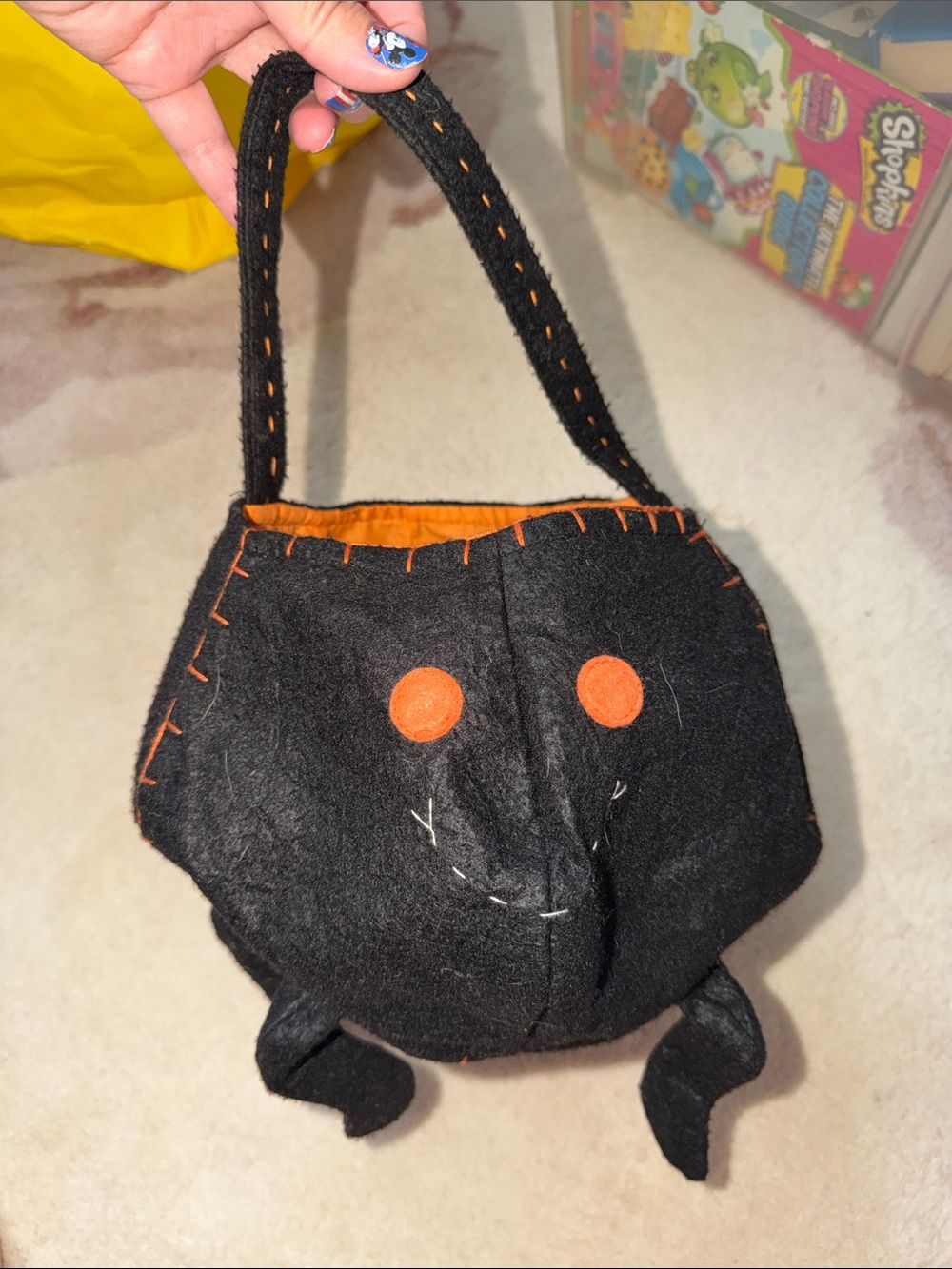 Black & Orange Felt Halloween Trick-or-Treat Bag